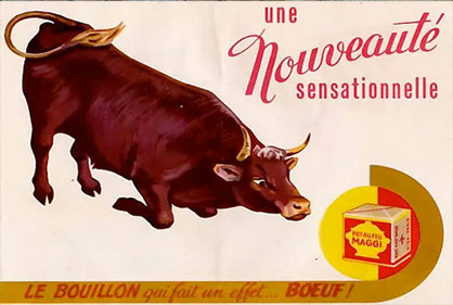 L’animal symbole d’authenticité et de qualité, mis en scène pour une publicité de bouillon de bœuf