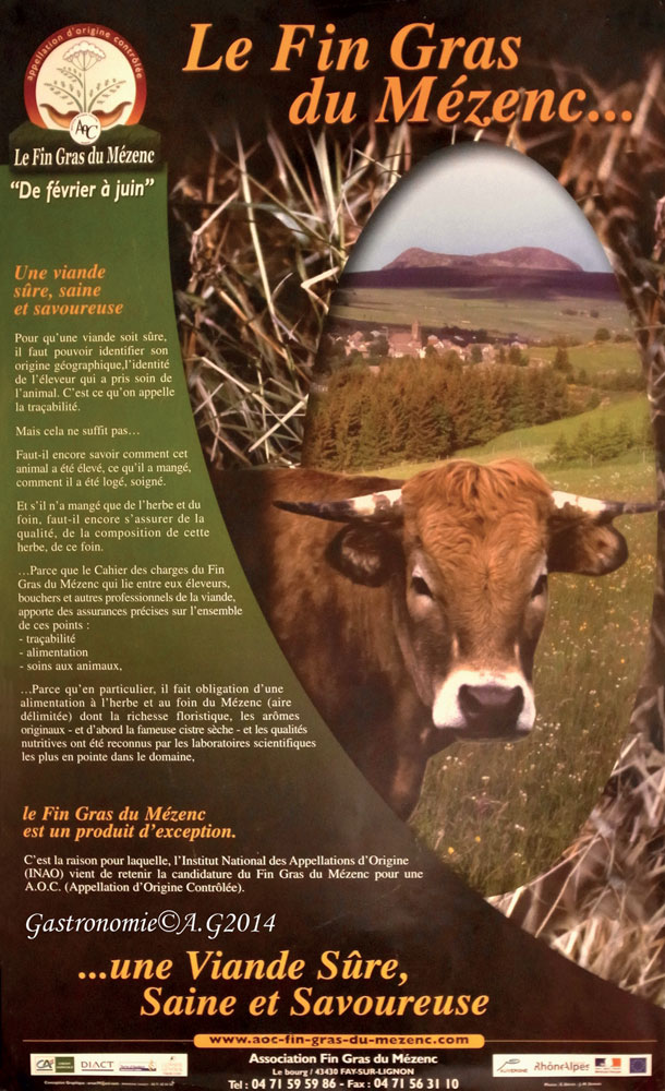 Animal support du savoir-faire de l’éleveur, ici via une affiche de l'association Fin Gras du Mézenc